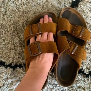 Birkenstock cognac suede